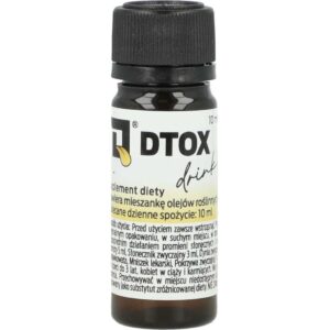 DTOX Drink 10 ml suplement diety eliminujący metabolity ze śliny – opakowanie i ampułka.