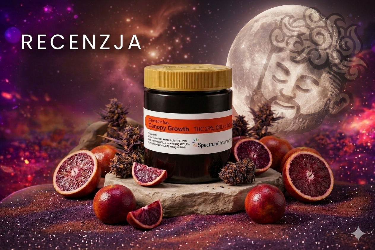 Recenzja Blood Orange Kush 29% od Canopy Growth.